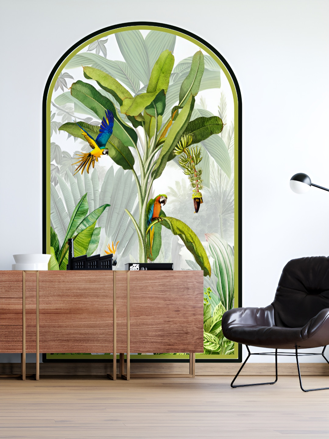 Myntra Elegant Homes Green & Blue Tropical Paradise Printed Self-Adhesive Wall Stickers