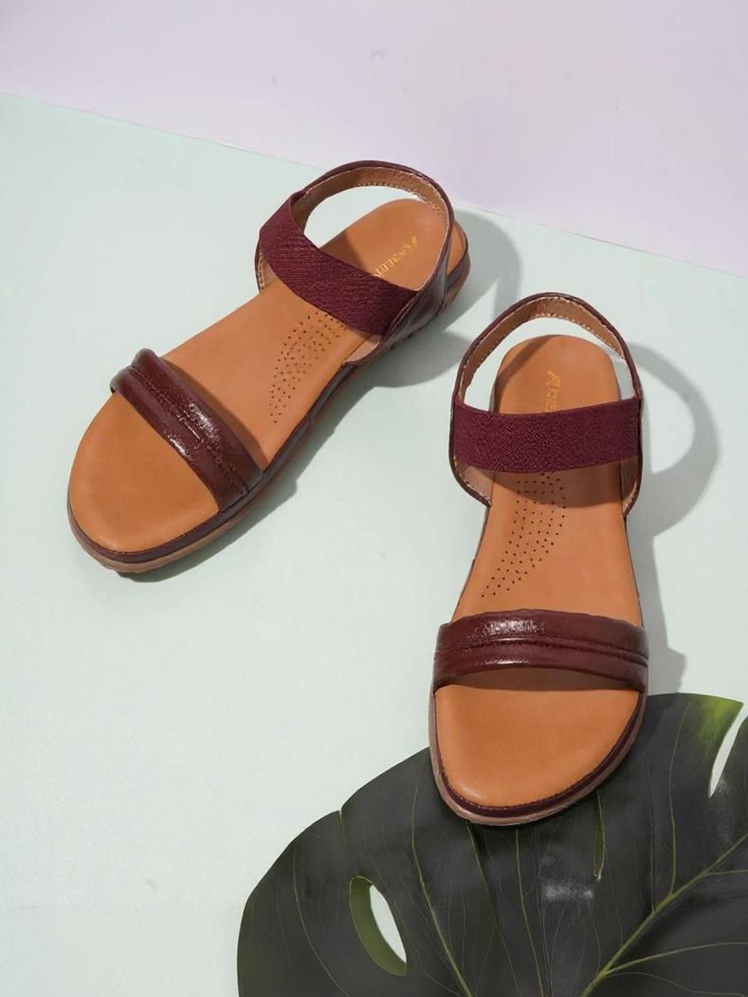 Kneetoes Women Soft Maroon Open-toe Casual Sandals