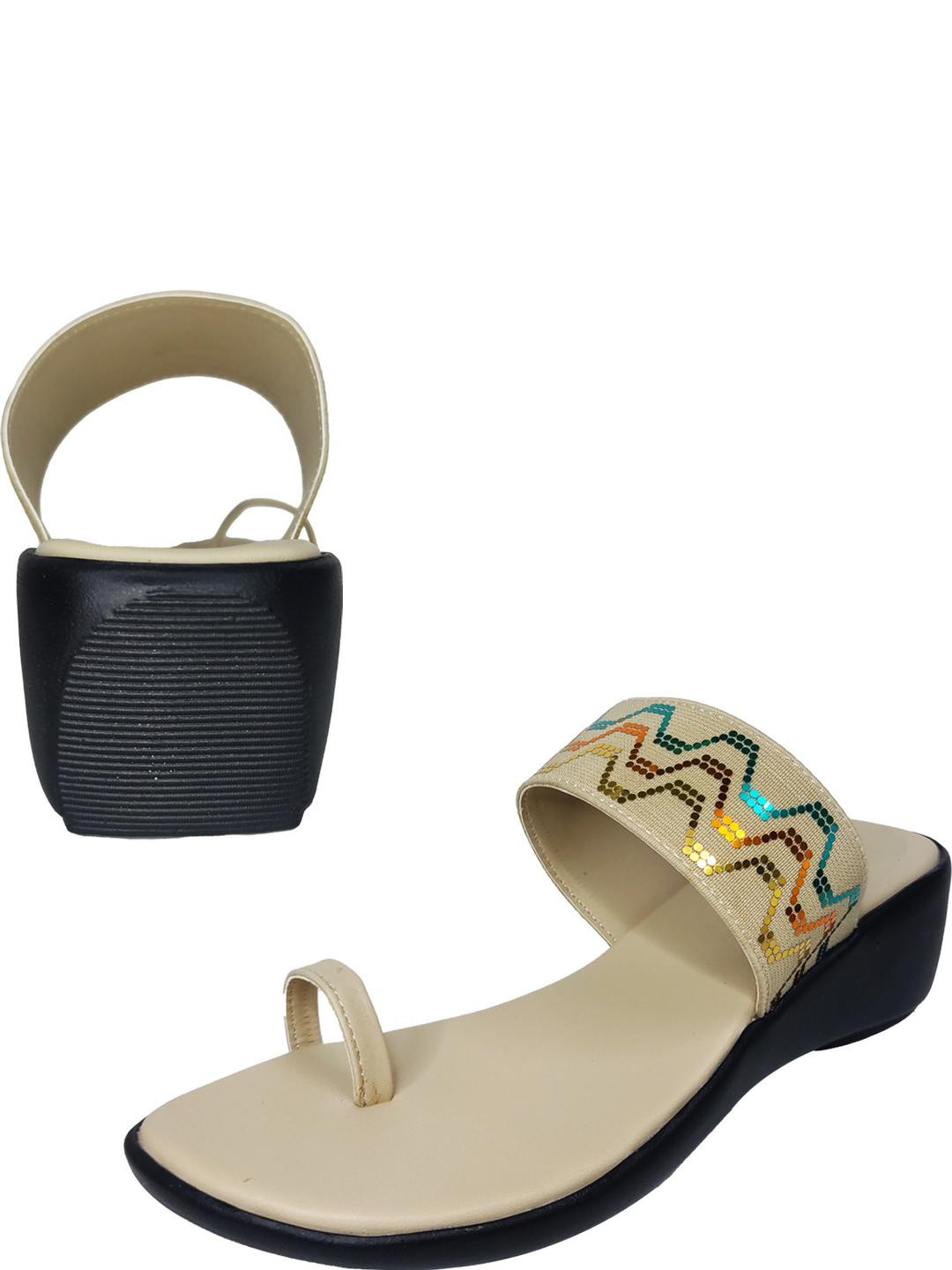 saanvishubh Women Cream Flip Flops