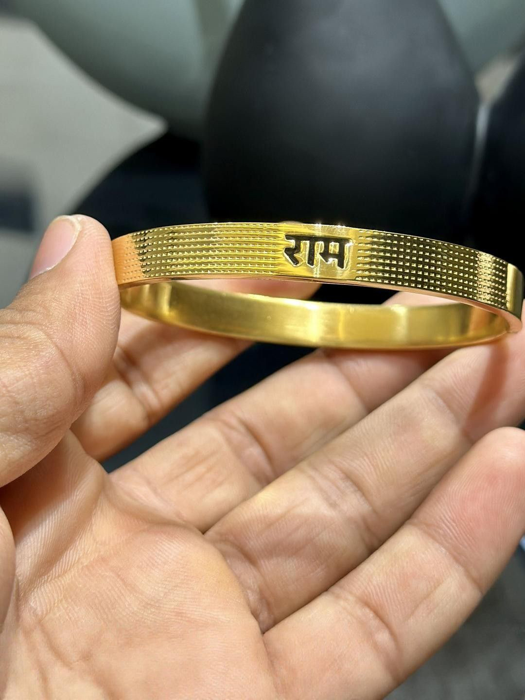 AGARWALPRODUCT Unisex Gold-Plated Stainless Steel Ram Kada Bracelet