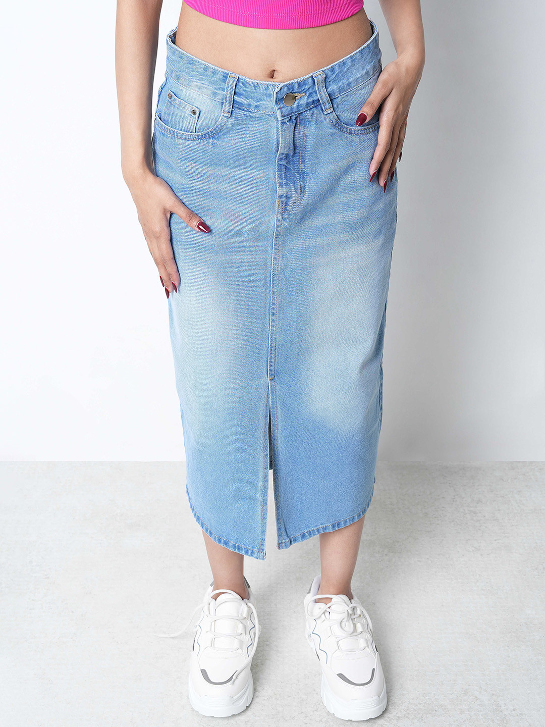 ZUYA Stone Blue Whisker Casual Skirt