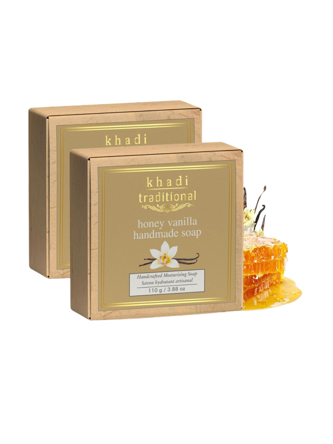 Khadi Traditional Pack of 2 Unisex Soap Honey Vanilla Handmade Soaps - 110 g Each