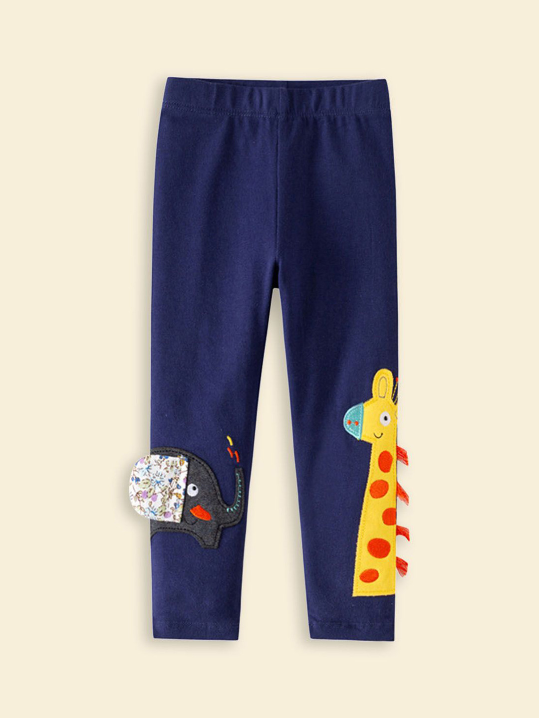 INCLUD Girls Elephant Applique Embroidered Ankle Length Leggings