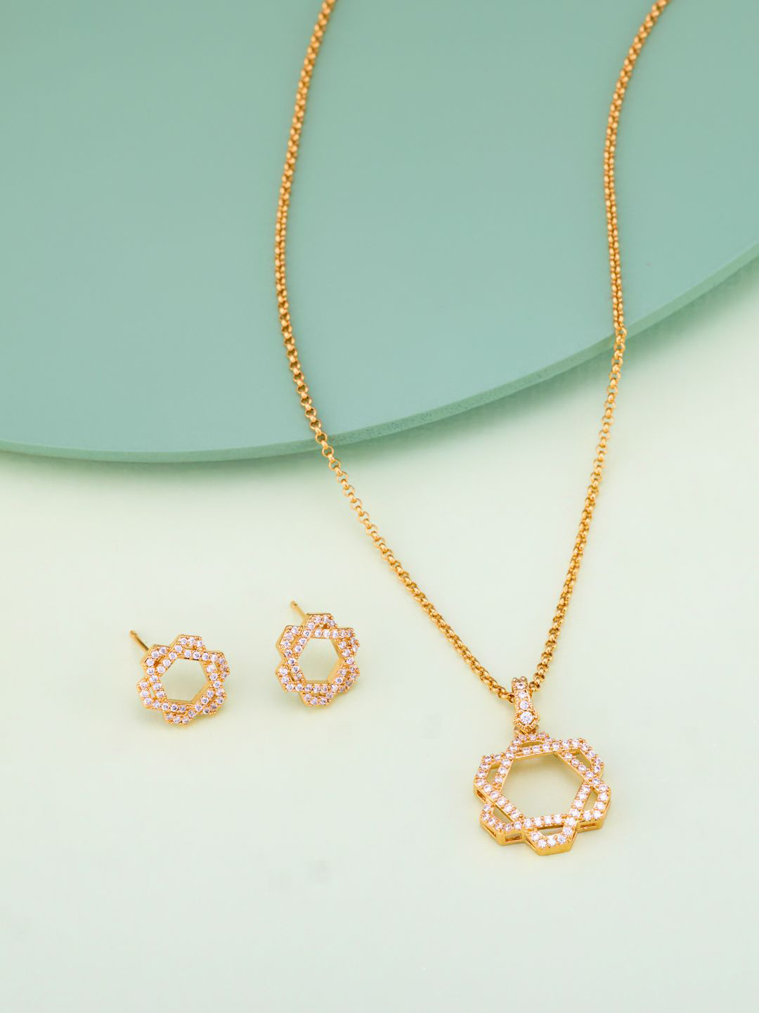 Kushal's Fashion Jewellery White Gold-Plated Trendy Party Zircon Jewellery Set