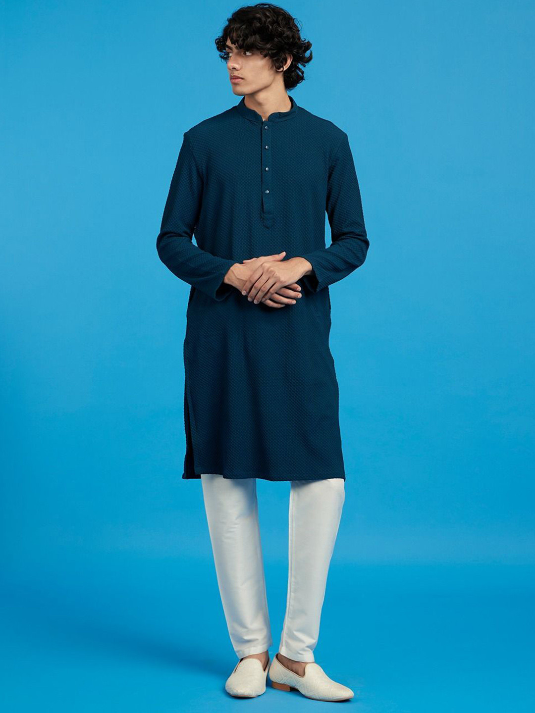 Diwas by Manyavar Men Spandex Embroidered Kurta