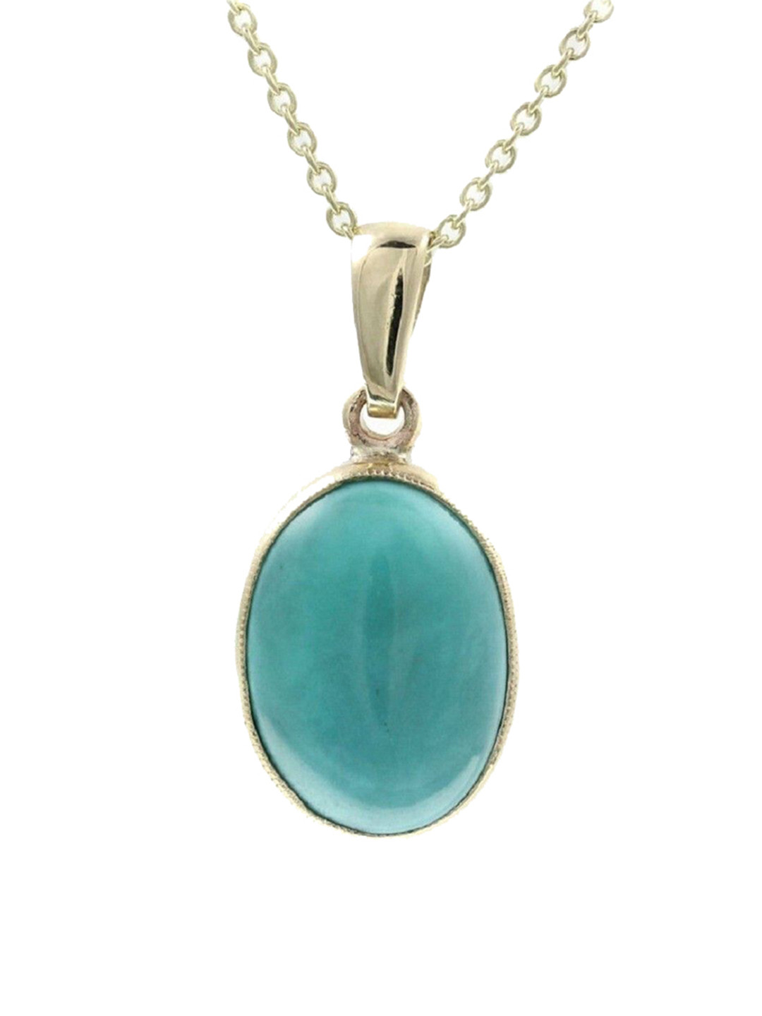 GenZcomplex Unisex Silver-Plated Turquoise/Firoza Stone Studded Pendant