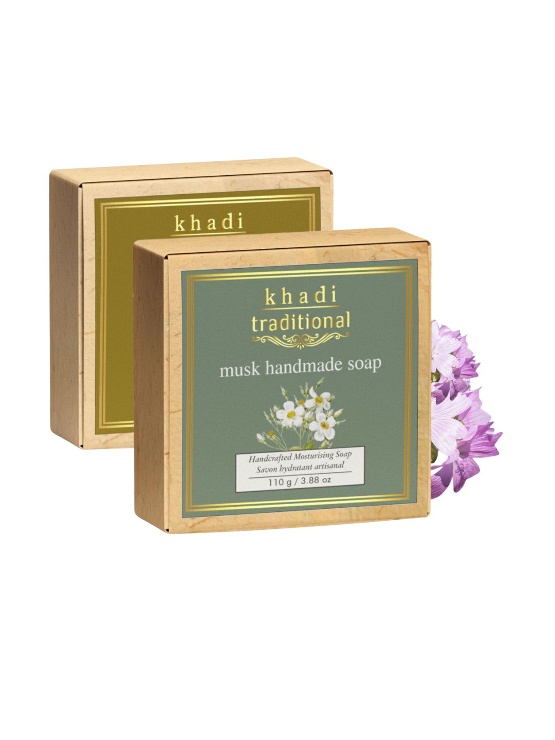 Khadi Traditional Pack of 2 Unisex Soap Oudh & Musk Handmade Soaps - 110 g Each
