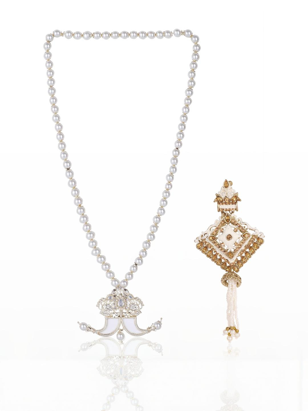 JIYANSHI FASHION Single-Line Dulha Mala with Brooch