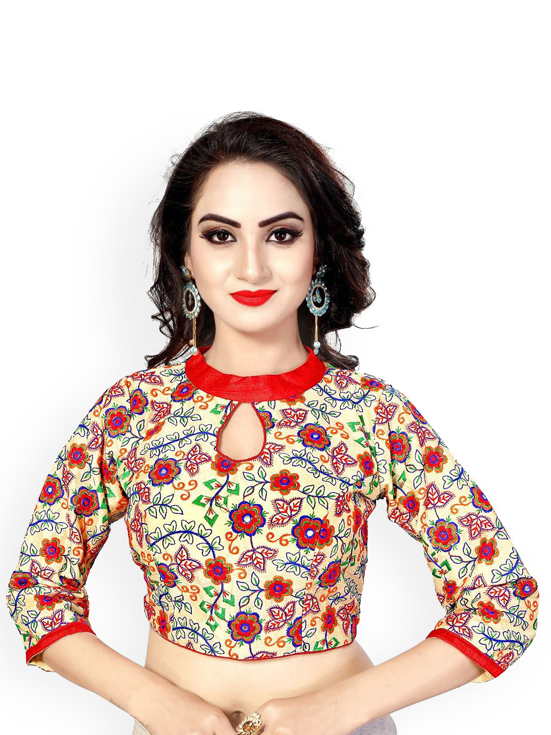 KING SALES Embroidered Key Hole Neck Readymade SareeBlouse