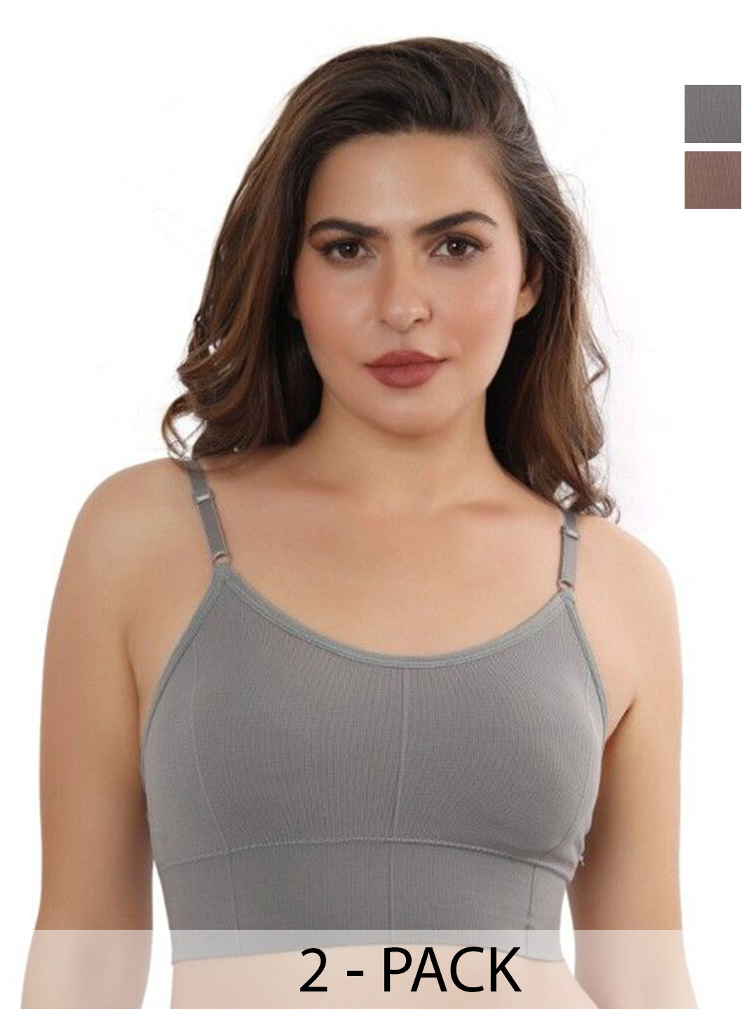 Moda Rapido Women Pack of 2 Rapid-Dry Full Coverage Lightly Padded Non-Wired Camisole Bra