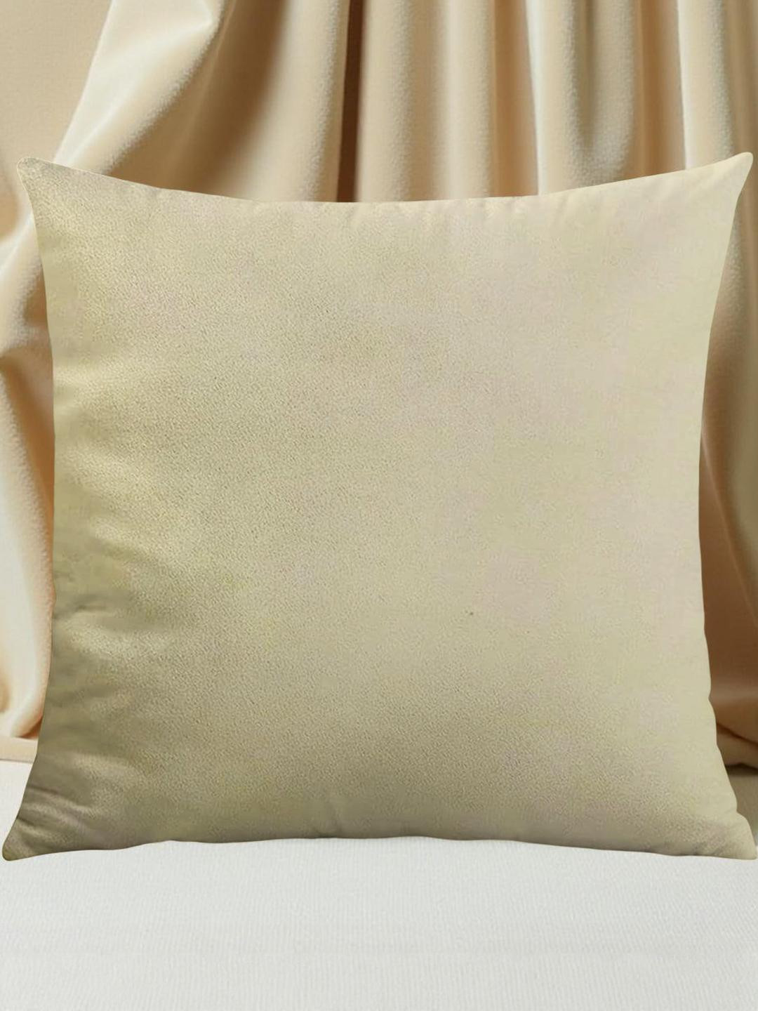 IVAZA Beige Pack of 1 Velvet Square Cushion Covers