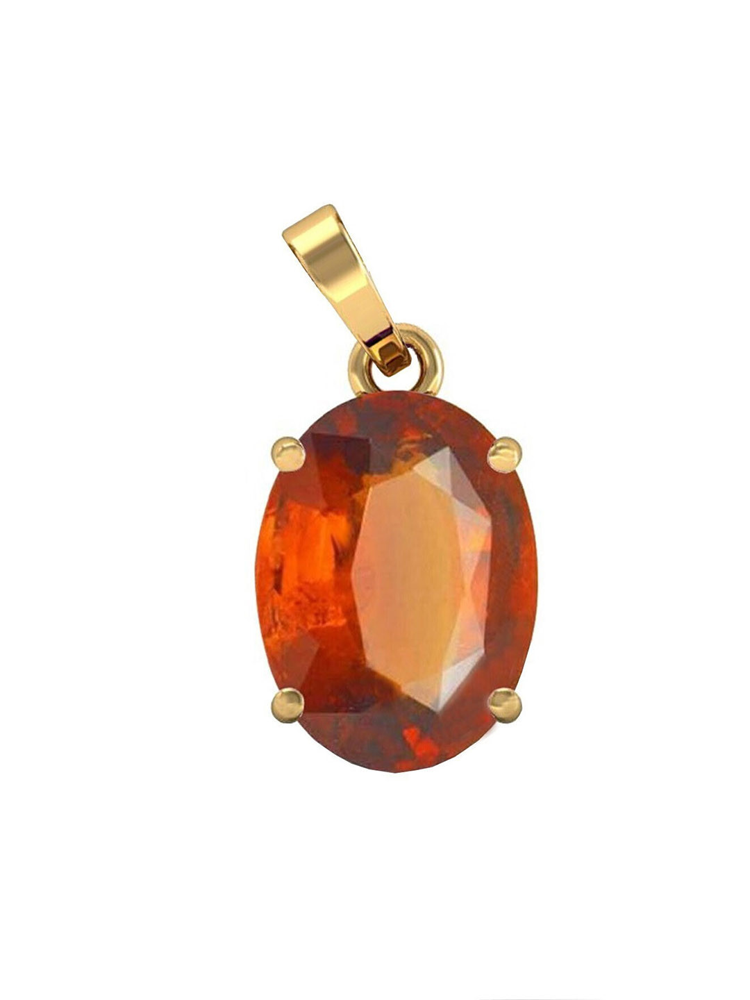 GenZcomplex Unisex Gold-Plated Garnet-Studded Oval Shape Pendant