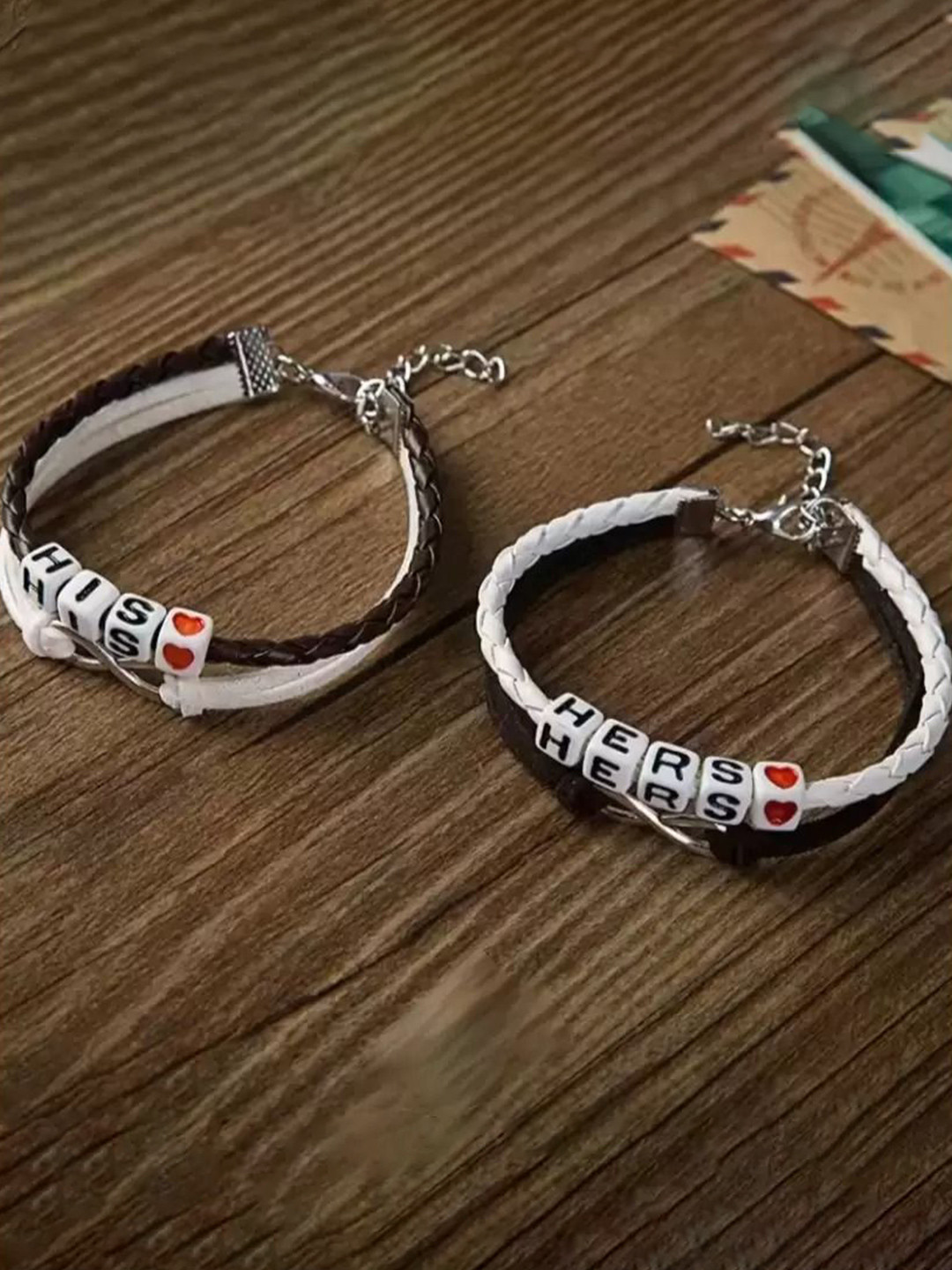 PASU FASHION Unisex Set of 2 Rope Braided His Hers Letters Wraparound Couple Bracelets