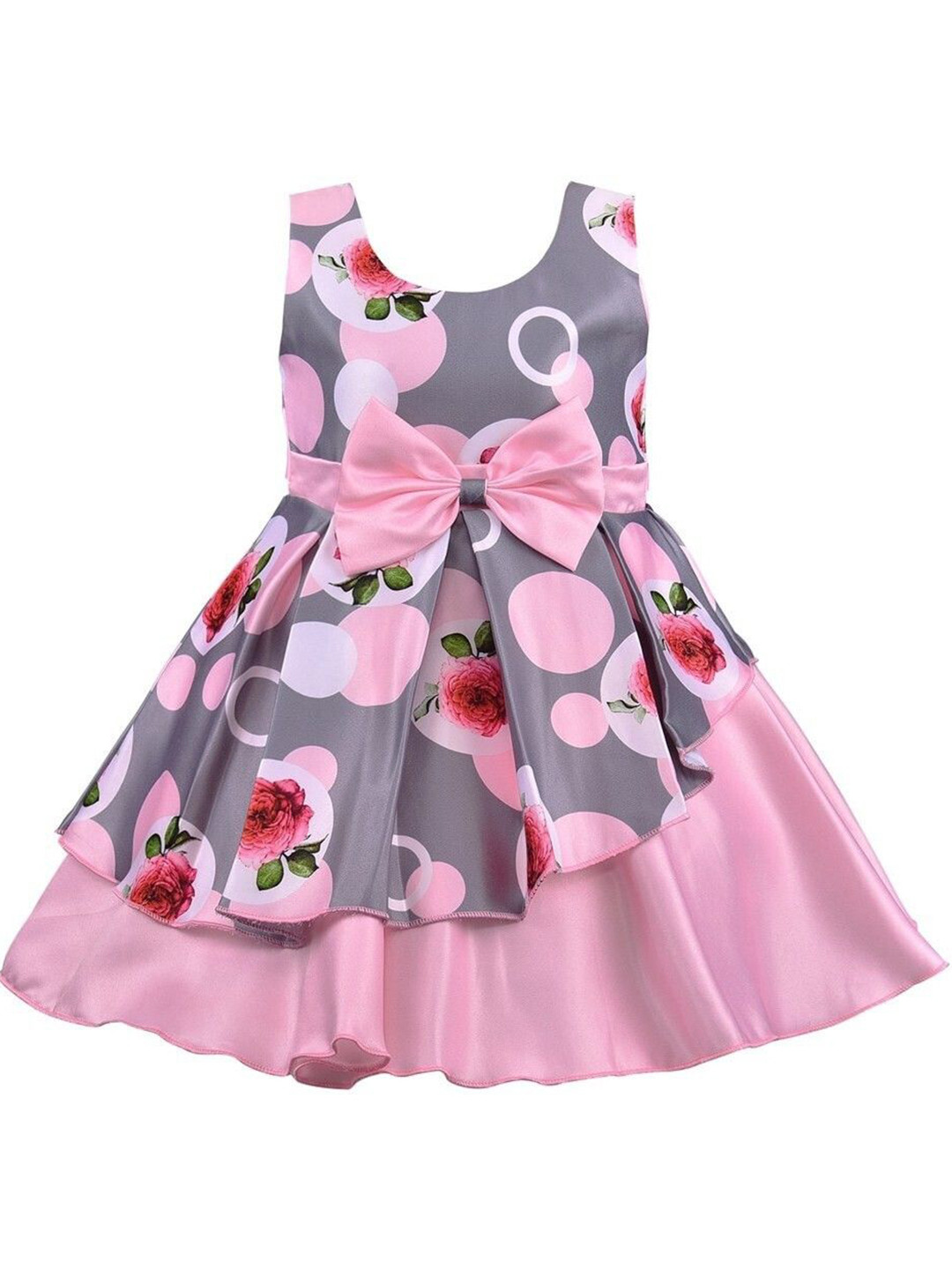 Netra Creation Girls Floral Printed Fit and Flare Mini Dress With Bow