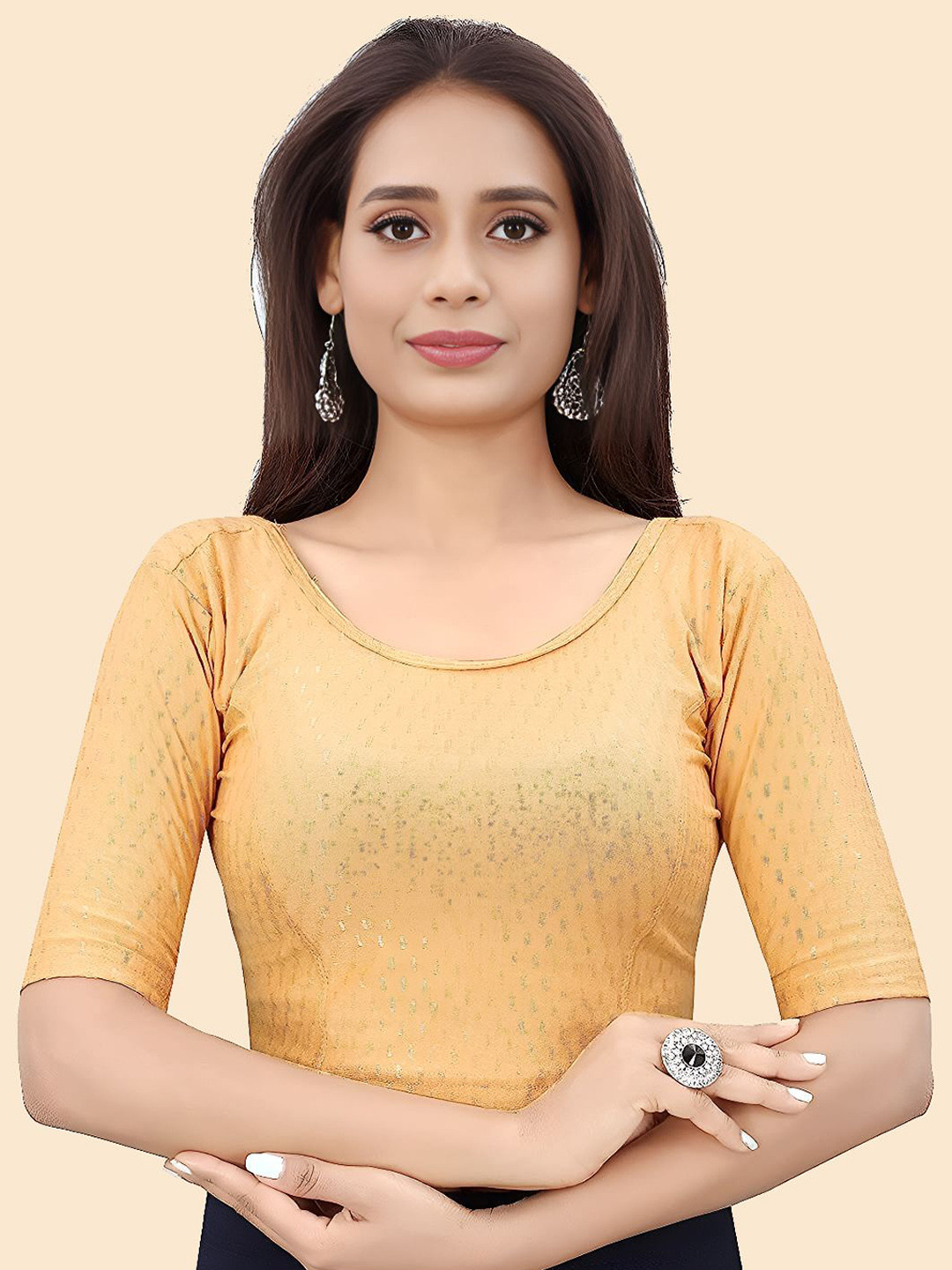 SHREEJI DESIGNER Woven Design Fully Strechable Saree Blouse