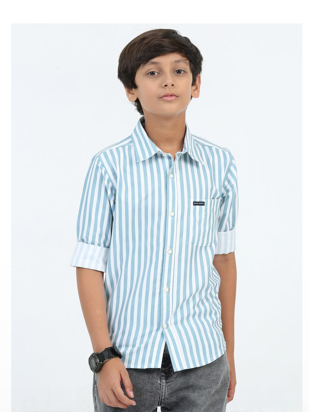 Rocket Science Boys Striped Cotton Casual Shirt