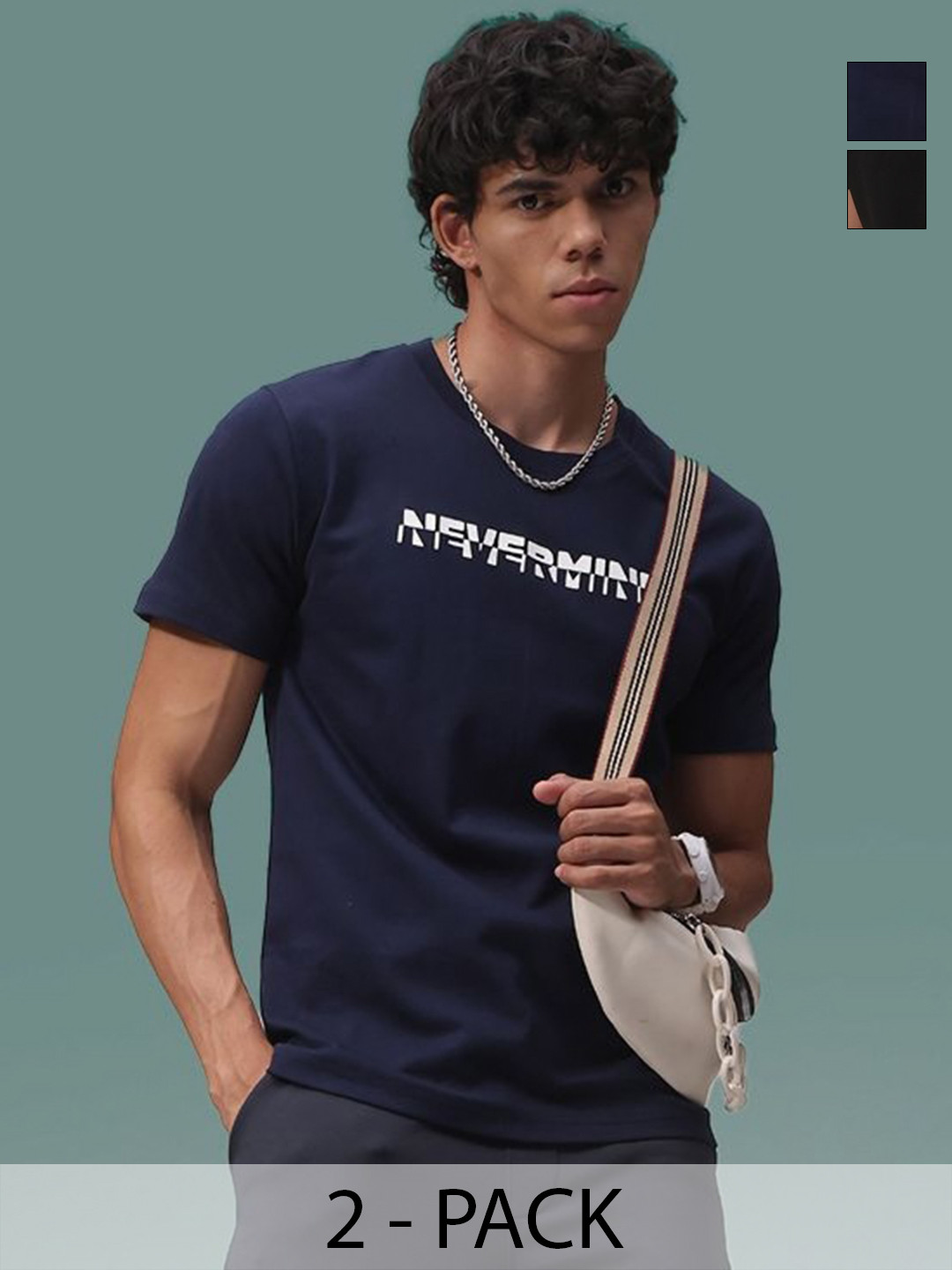 MADSTO Pack Of 2 Typography Printed Round Neck Cotton T-shirt