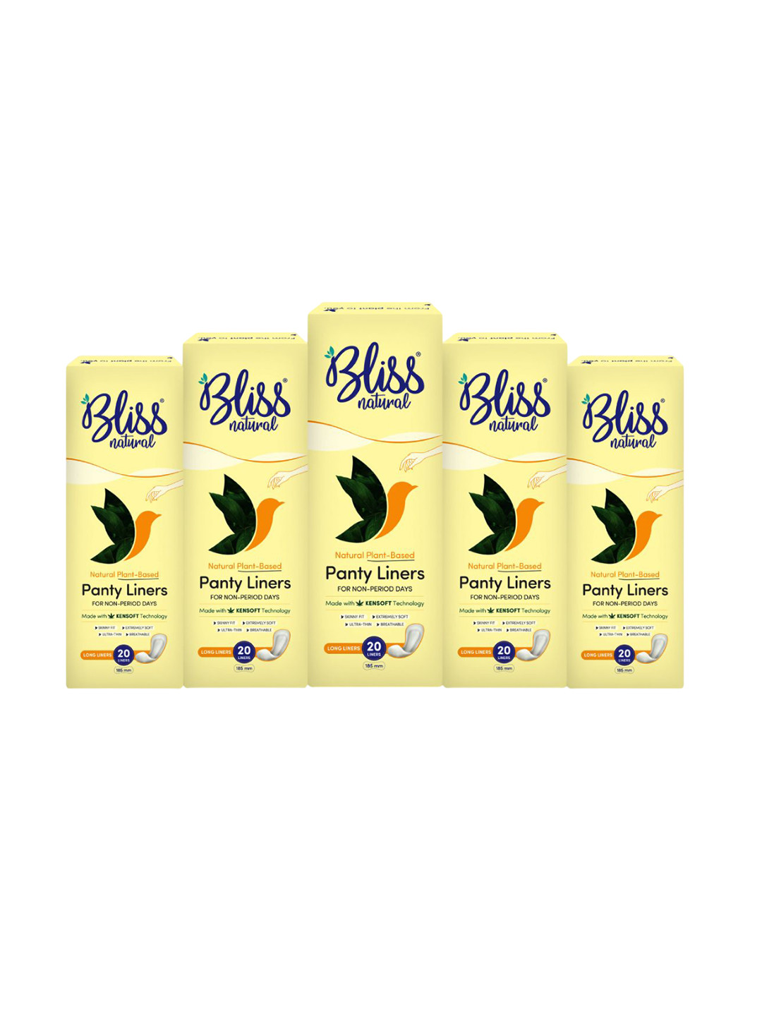 BLISSNATURAL Set Of 5 Natural Plant-Based Panty Liners- 20 Liners