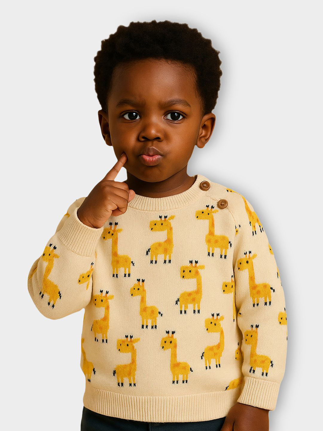 MiArcus Kids Giraffe Pattern Knitted Sweater