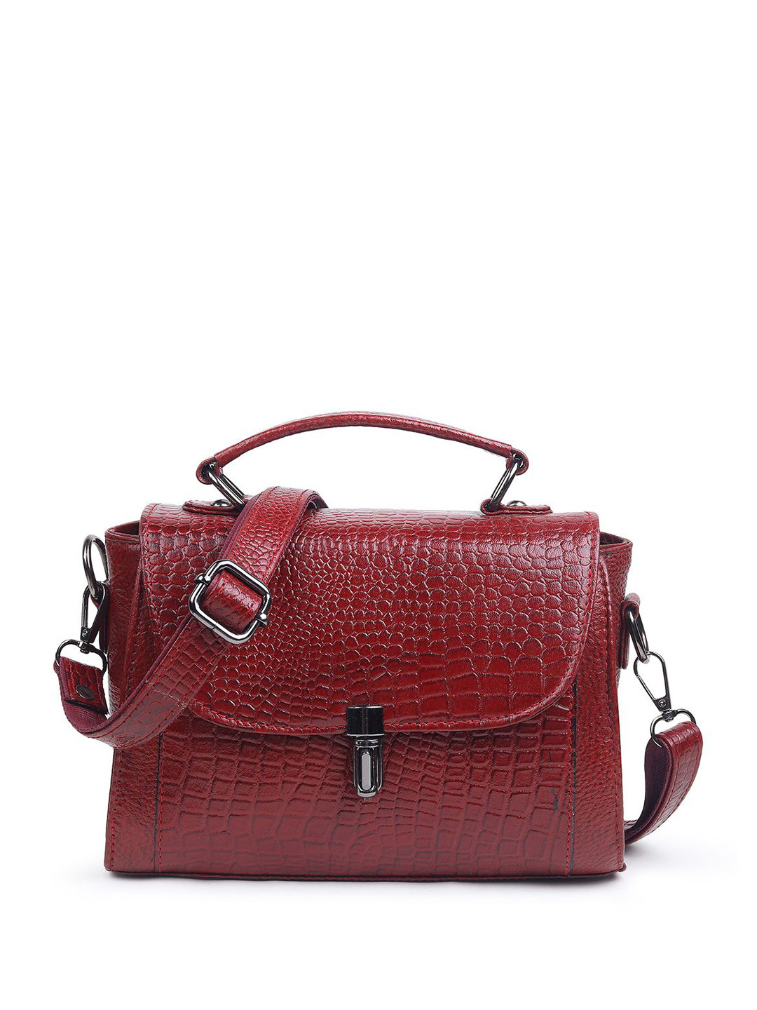 Steve Jhonson Textured Leather Structured Satchel Bag
