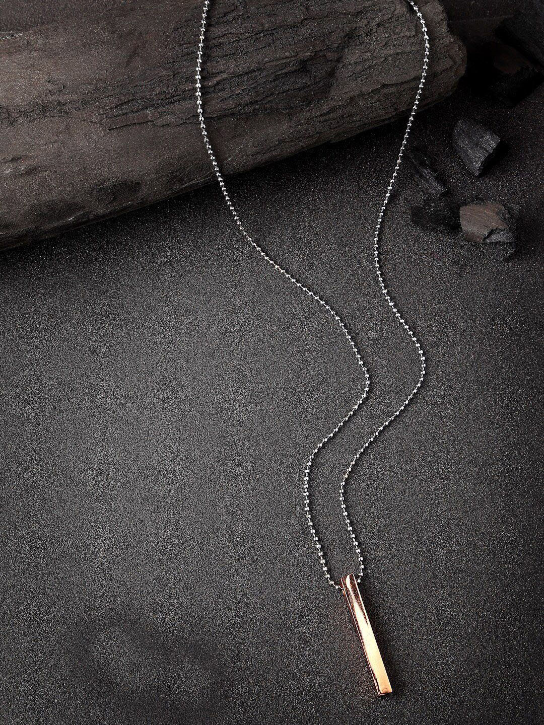 Roadster Men Copper Plated Geomatric Pendent with Chain