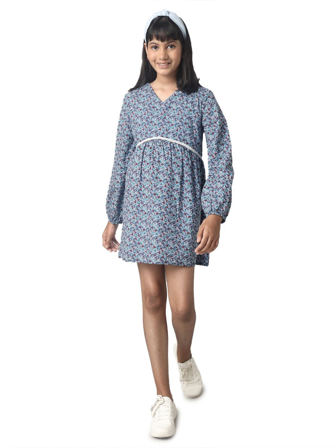 UNDER FOURTEEN ONLY Girls Floral Print A-Line Mini Dress