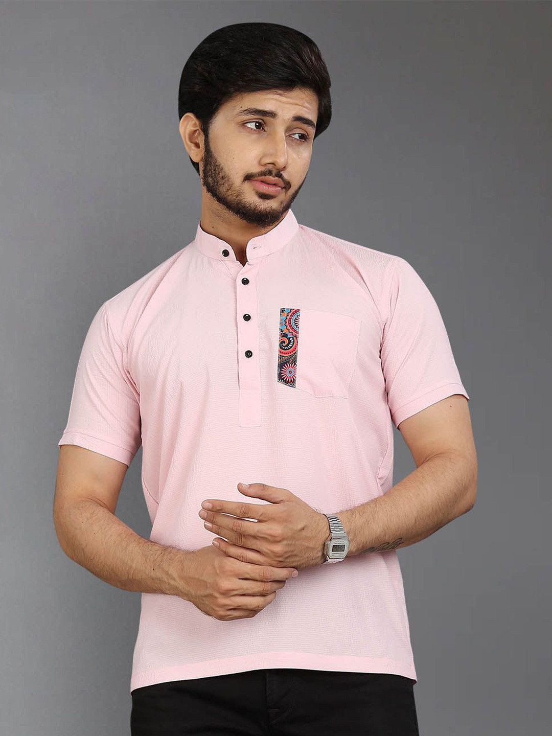 Metronaut Band Collar Regular Fit T-Shirt