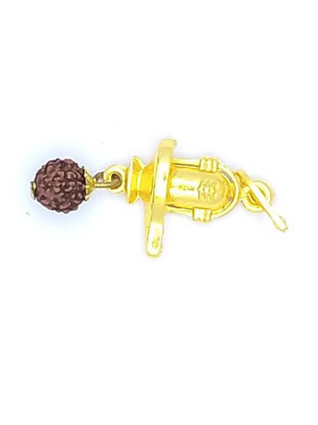 RAVIOUR LIFESTYLE Gold Pleated Shiva Rudraksha Pendant