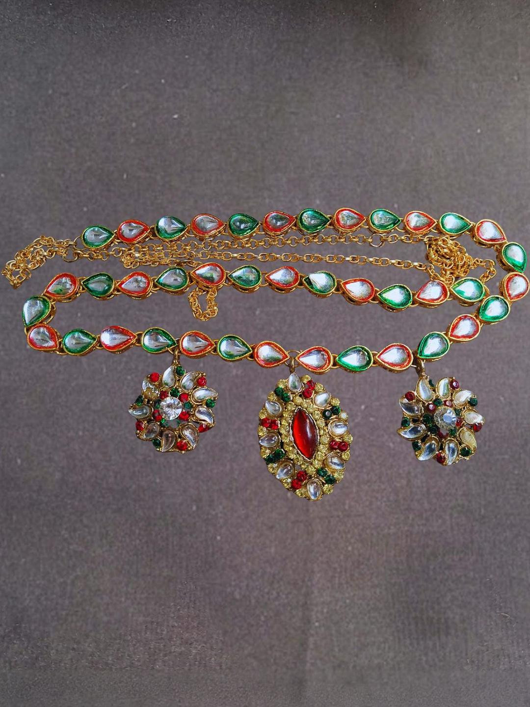 Vidhya Kangan 44 Inch Golden Brass Kunden Stud Waist Chain Saree Accessories