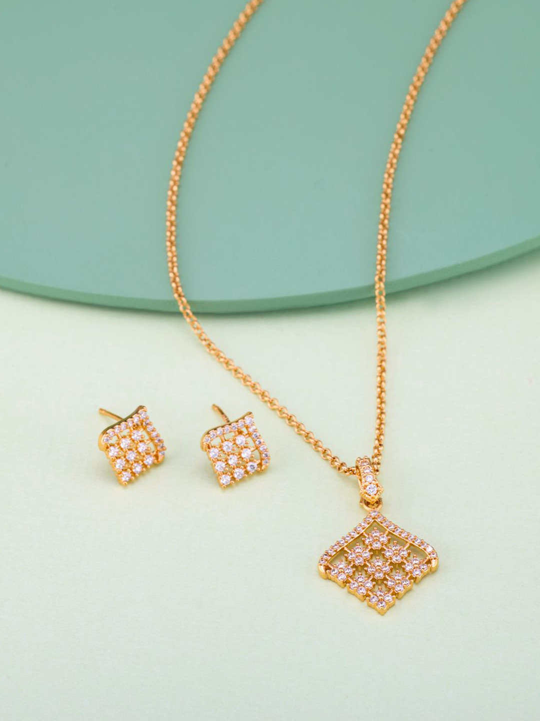 Kushal's Fashion Jewellery White Gold-Plated Trendy Party Zircon Jewellery Set