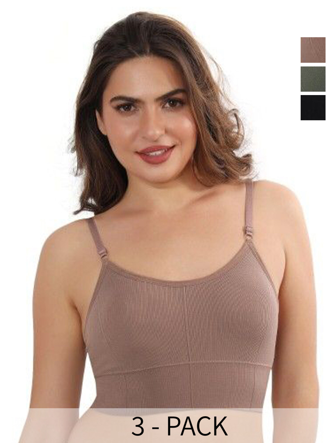 CALBONE Pack Of 3 Full Coverage Lightly Padded Rapid-Dry Everyday Seamless Bra