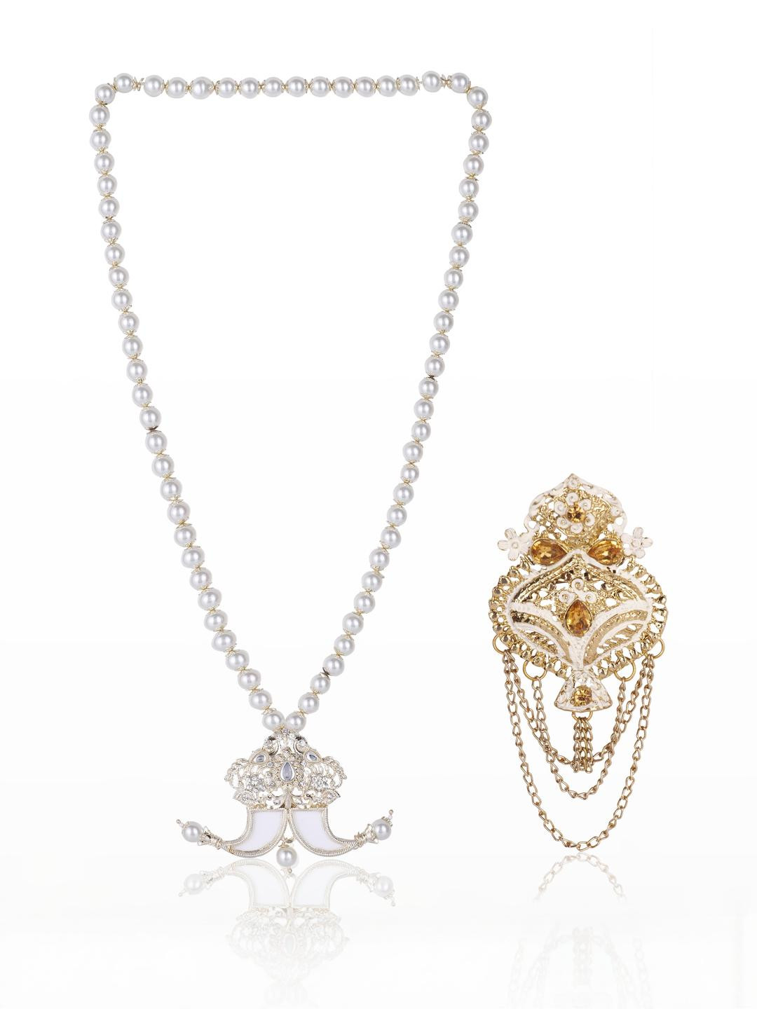 JIYANSHI FASHION Single-Line Dulha Mala with Brooch