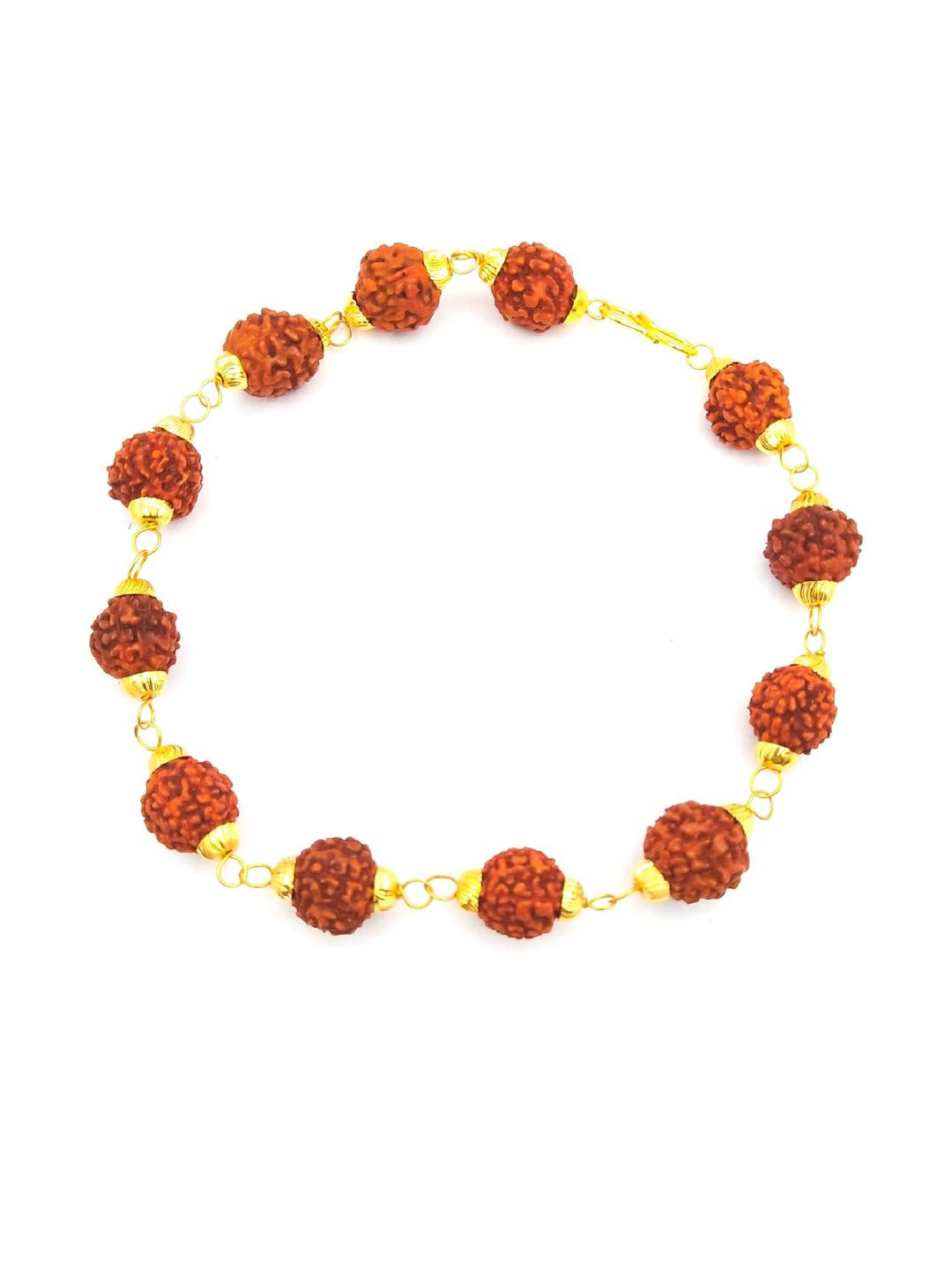 RAVIOUR LIFESTYLE Unisex Rudraksha Brass Gold-Plated Link Bracelet