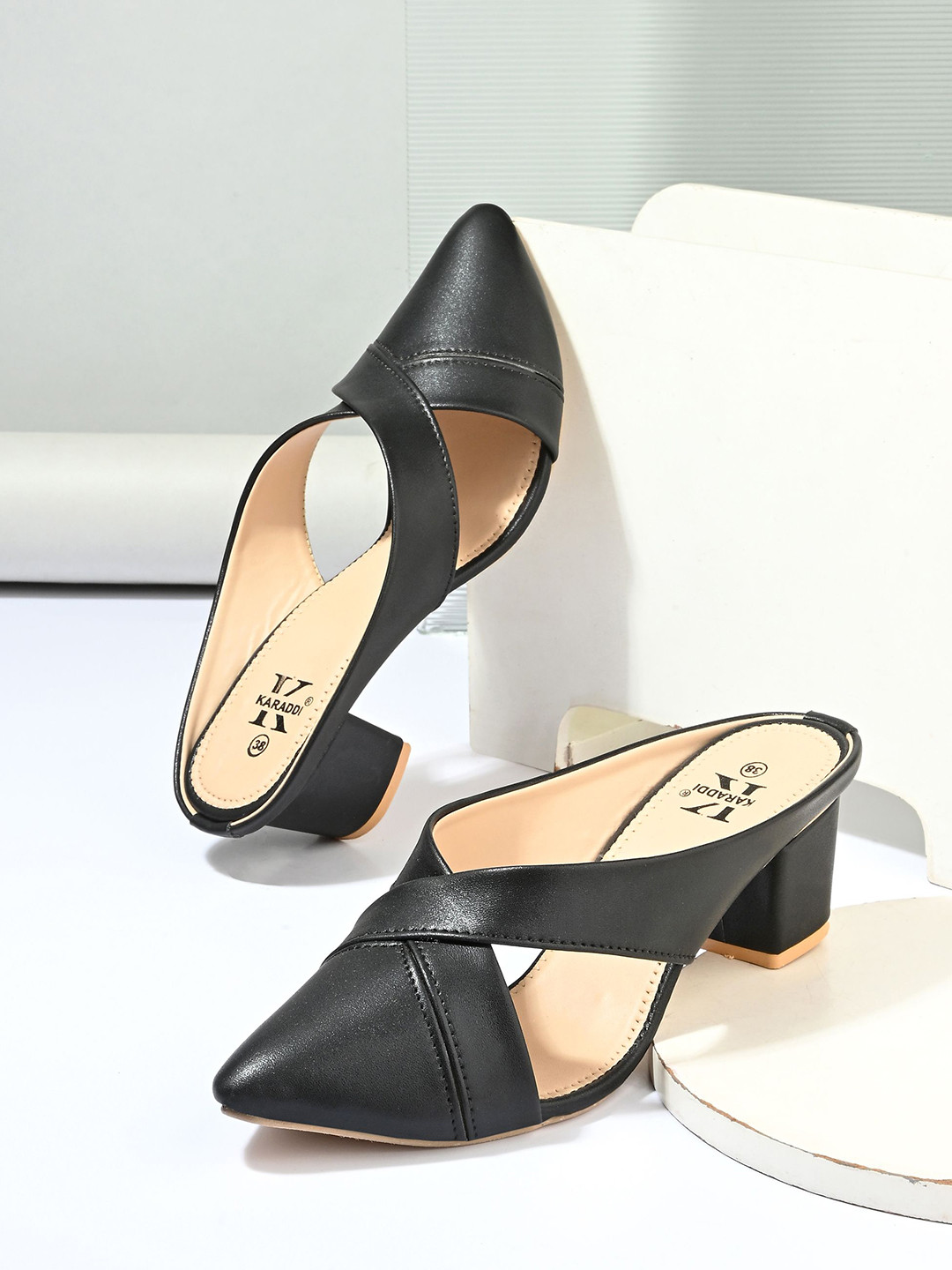 KARADDI Women Block Heel Mules