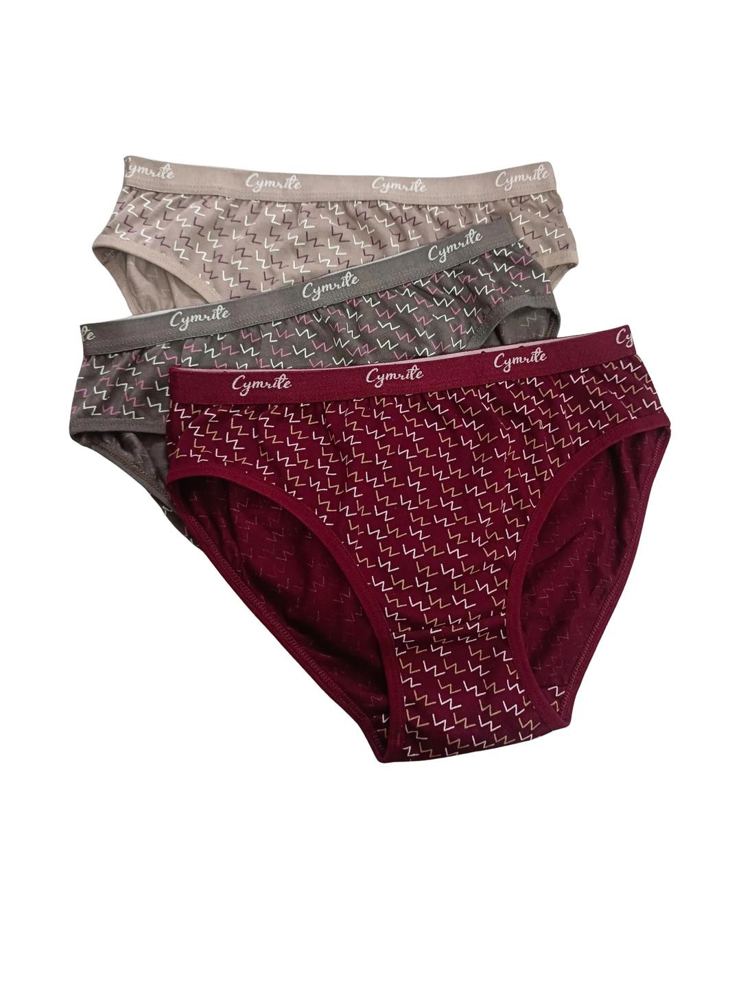 CYMRITE Women Set of 3 Multi Color Briefs