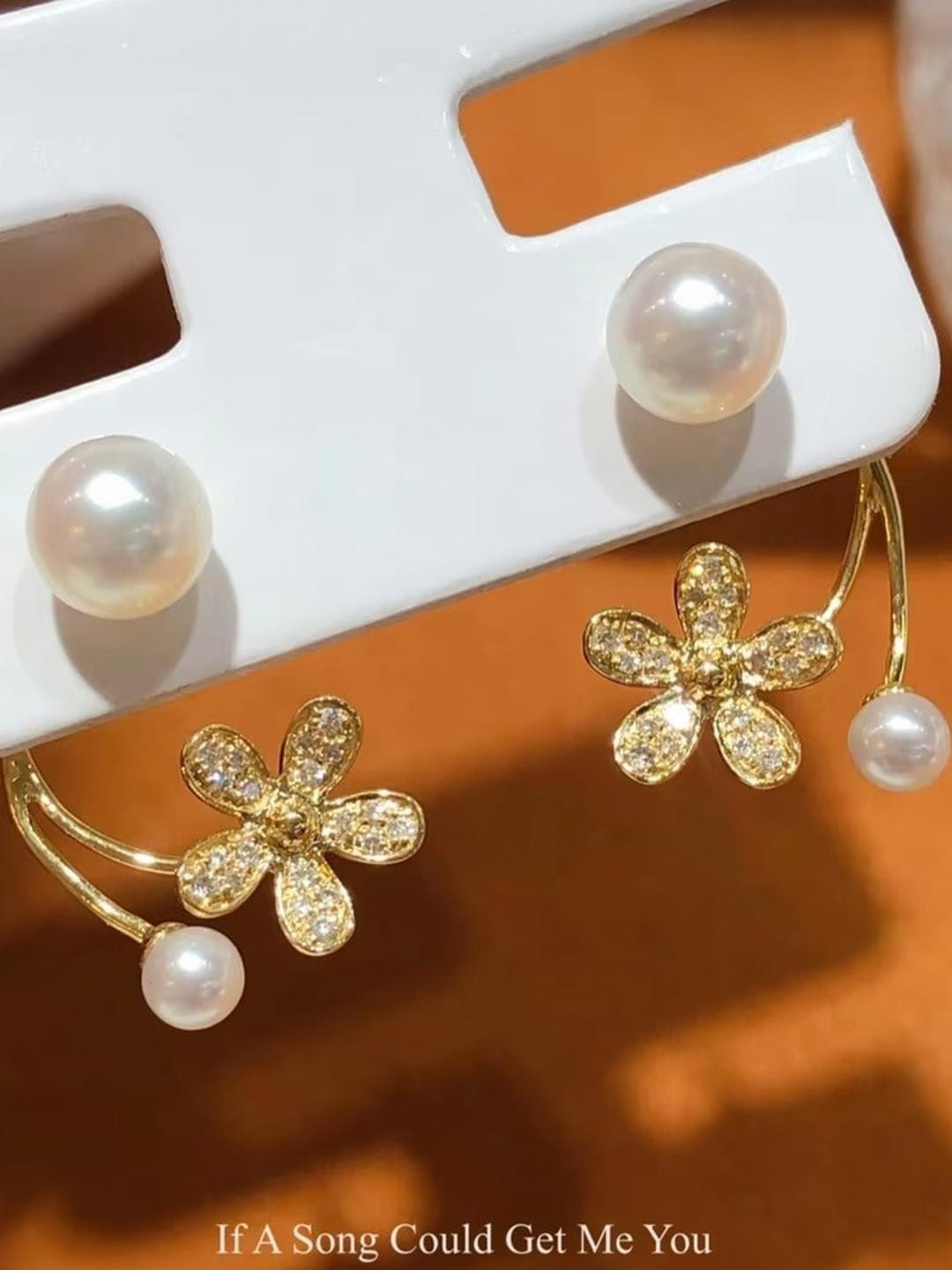 Tiso Gold Plated Pearl Ear Cuff Earrings