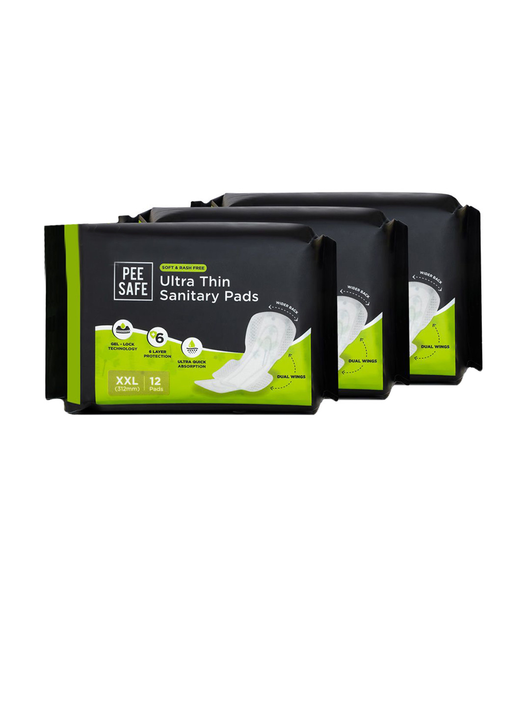 PEESAFE Set Of 3 Ultra Thin Sanitary Pad- XXL- 12 Pads