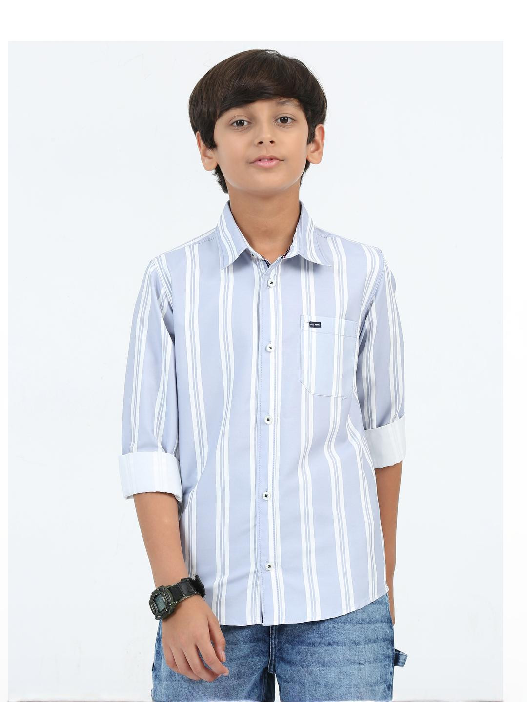 Rocket Science Blue & White Multi Striped Casual Shirt