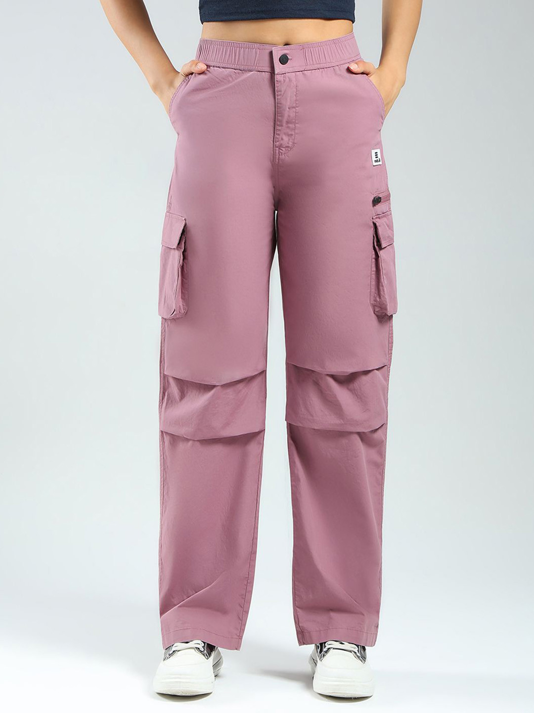 rock.it Women Regular Fit Mid-Rise Flat-Front Cargos Trousers