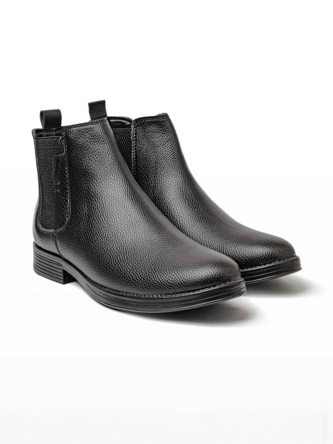 Bold Bunny Men Textured Leather High-Top Chelsea Boots