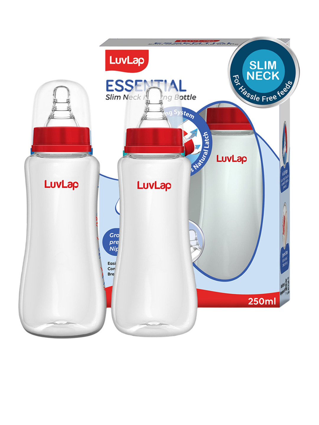 LuvLap Kids Pack of 2 Slim Neck Feeding Bottle250ml