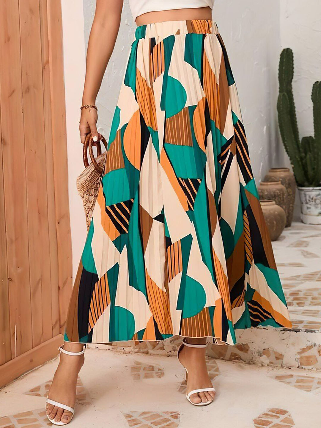 LookShine Women Abstract Printed A-Line Maxi Skirt