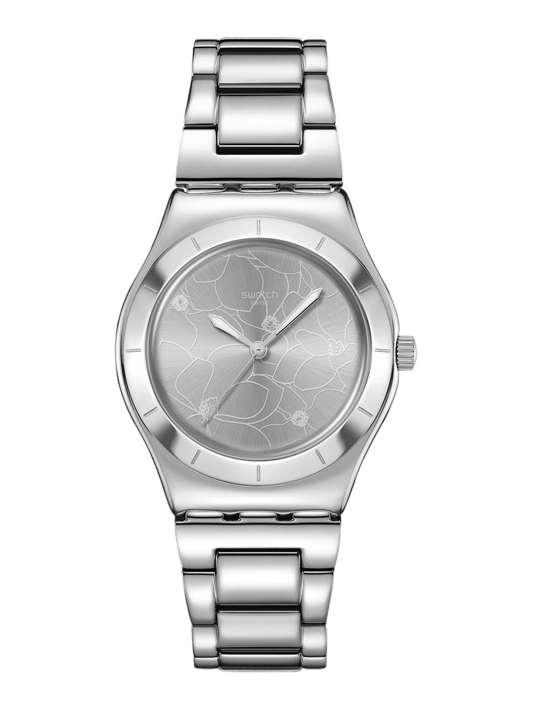 Swatch Blossom Time Women Patterned Stainless Steel Straps Analogue Watch YLS237G