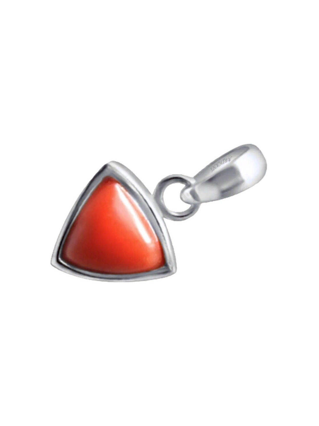 GenZcomplex Unisex Silver-Plated Coral Stones Studded Triangular Shaped Pendant