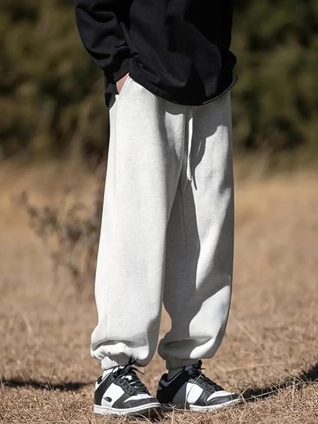 Imsa Moda Men's Grey Cotton Baggy Track Pant