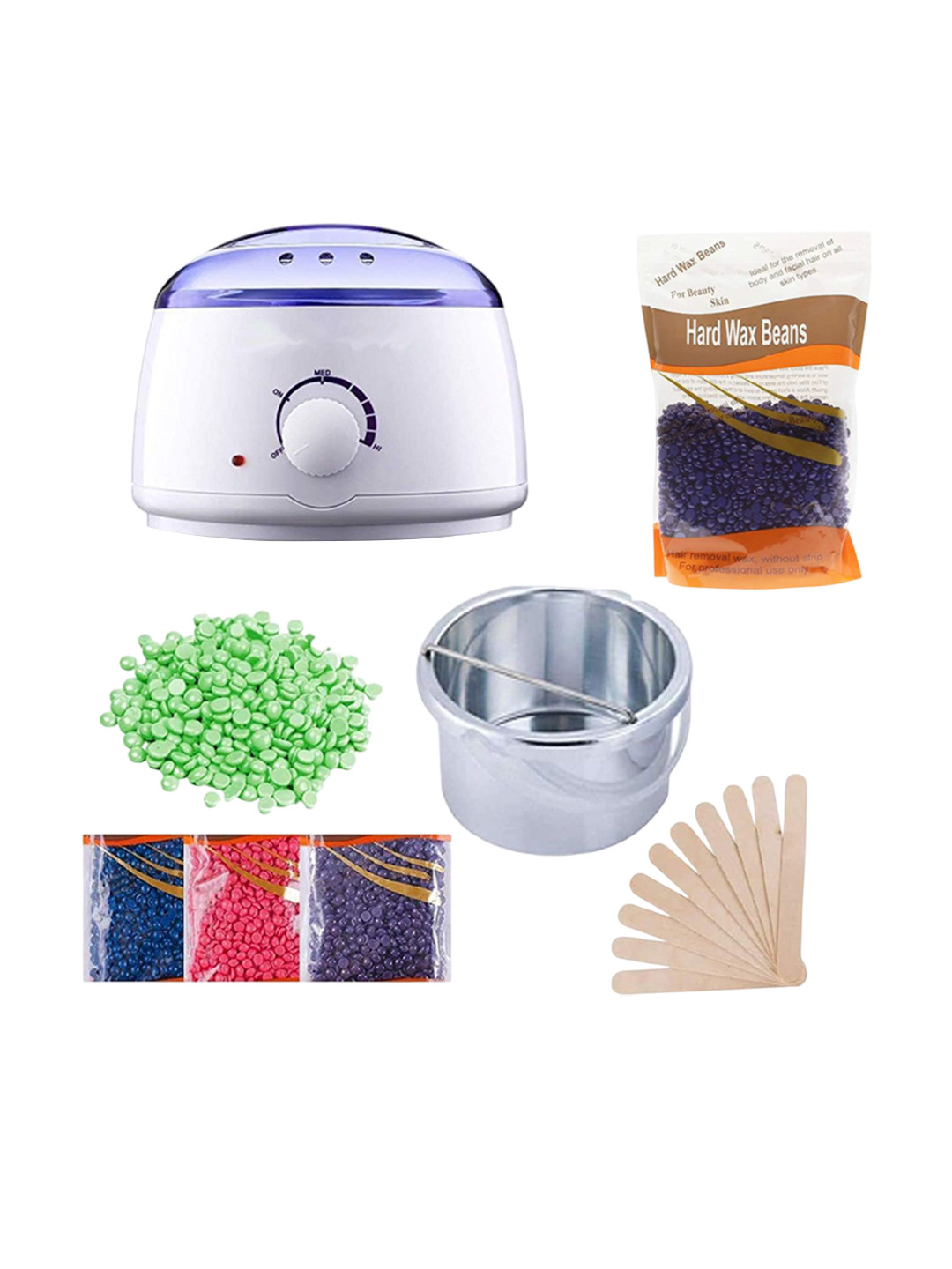 CUVLY Set Of 3 Pro Wax Heater With Hard Wax Beans-100 g & Wooden Stick-10 Pcs