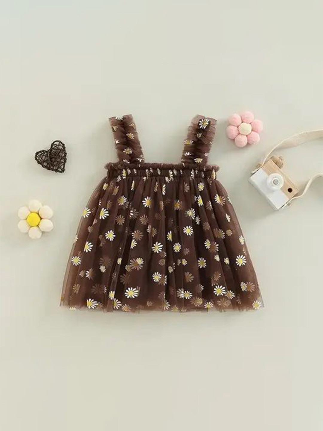 HARPITA Floral Printed Net Fit & Flare Dress
