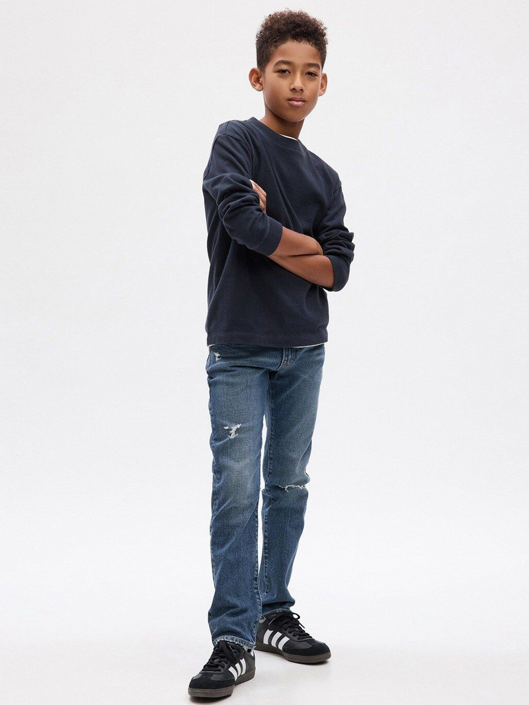 GAP Boys Mid-Wash Slim Fit Distressed Jeans