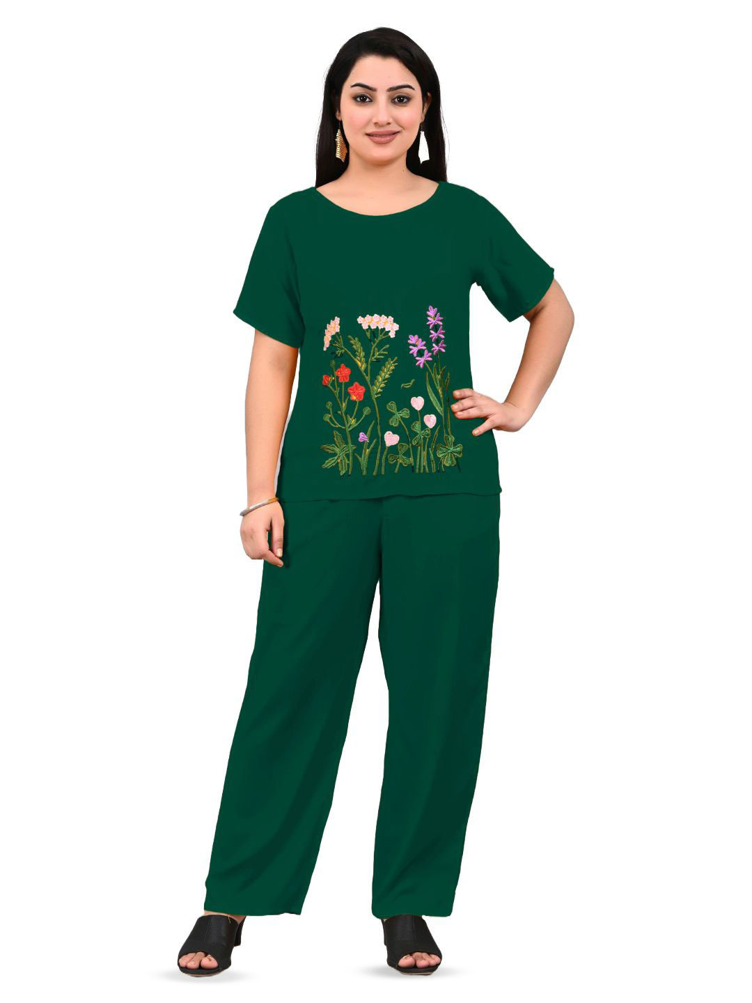 BlueWears Embroidered T-shirt with Palazzos