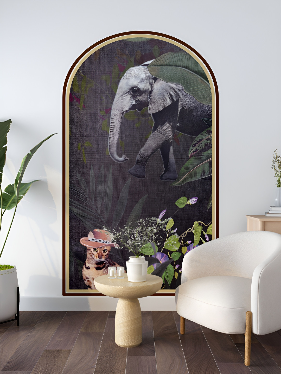 Myntra Elegant Homes Black & Green Elephant & Cat Safari Printed Decorative Wallpaper